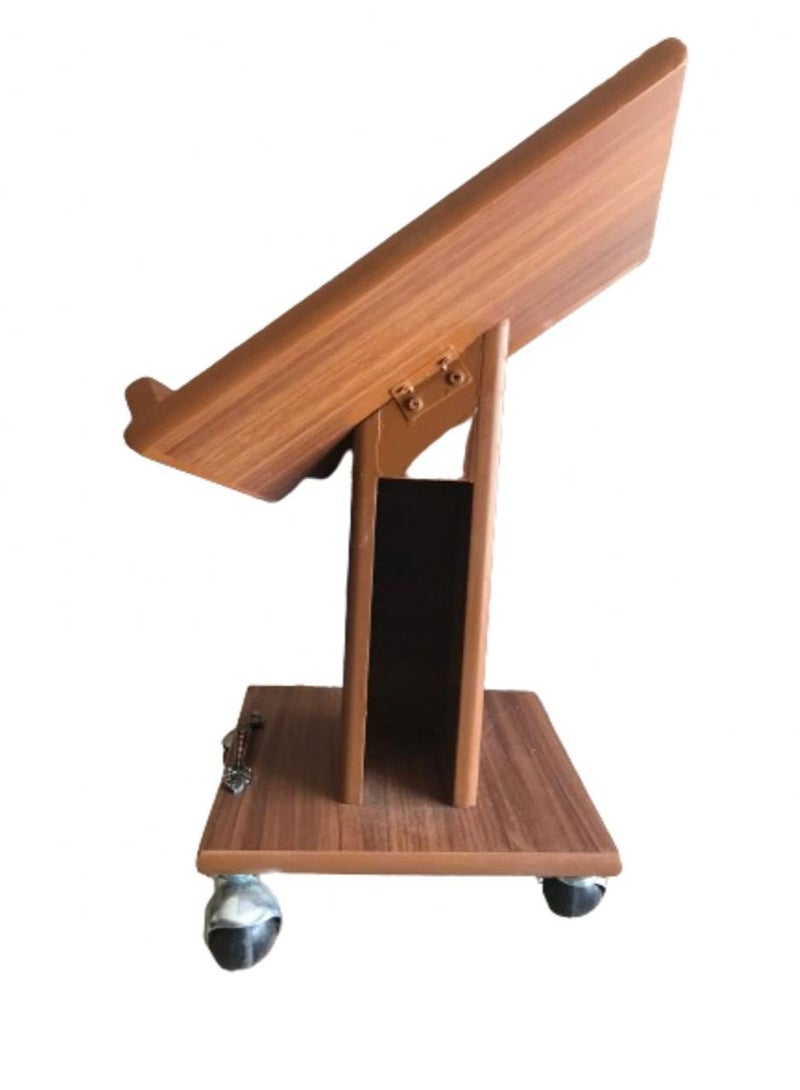 فيرونا حامل مصحف القران الكريم  خشبي متحرك مزود بعجلات لون بني مع حامل منديل - Image 2