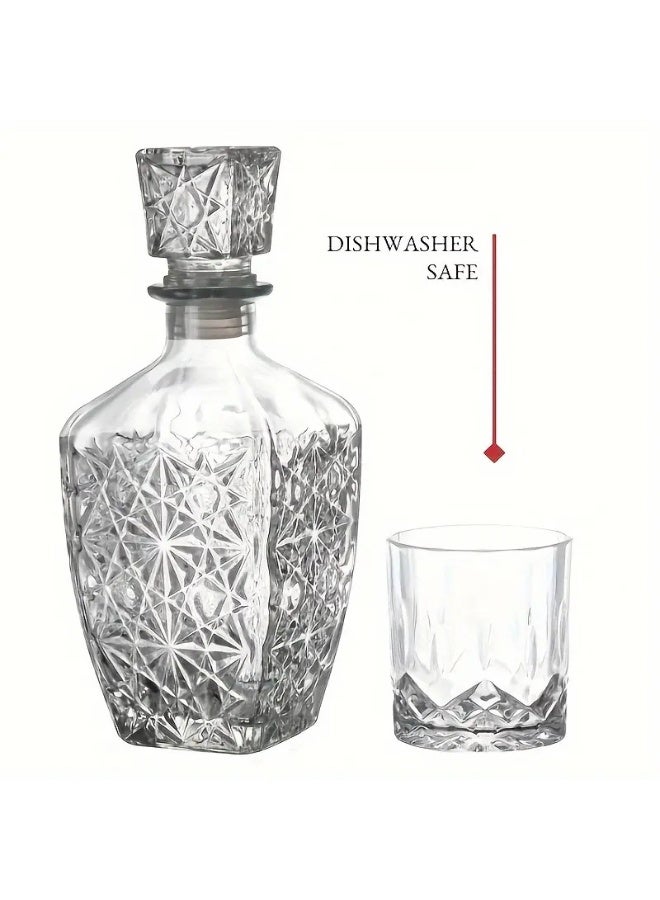 قارورة زجاجية فاخرة بنقوش كريستالية لتخزين وتقديم المشروبات – تصميم أنيق بغطاء محكم – مثالية للهدايا ولتزيين المائدة والمنزل (500 مل) - Image 2