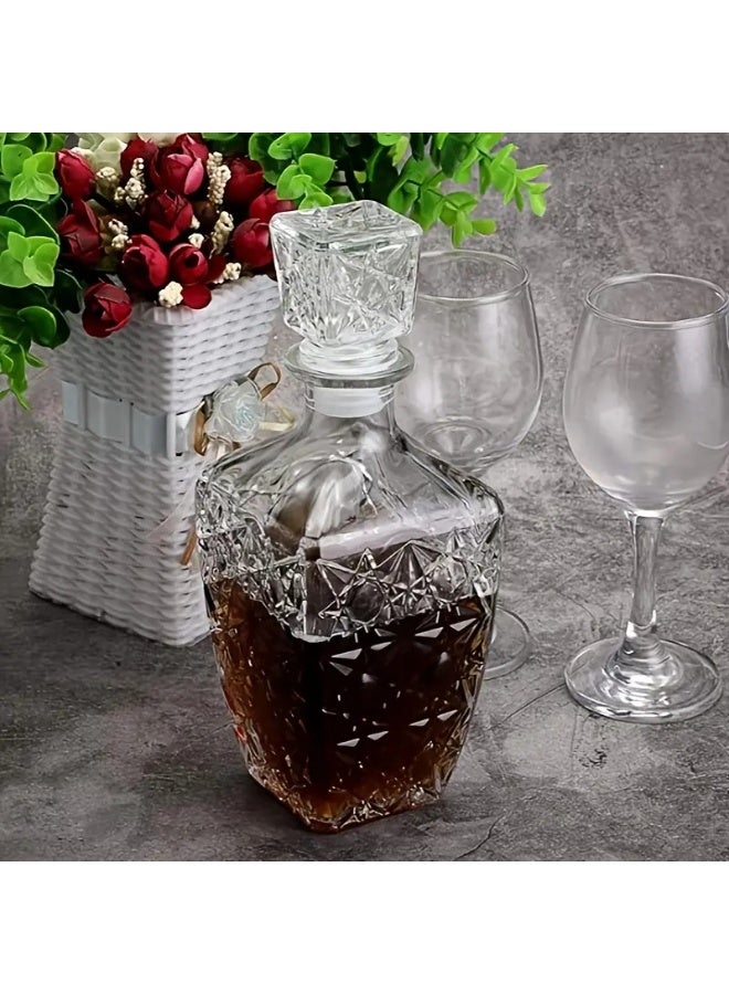قارورة زجاجية فاخرة بنقوش كريستالية لتخزين وتقديم المشروبات – تصميم أنيق بغطاء محكم – مثالية للهدايا ولتزيين المائدة والمنزل (500 مل) - Image 3