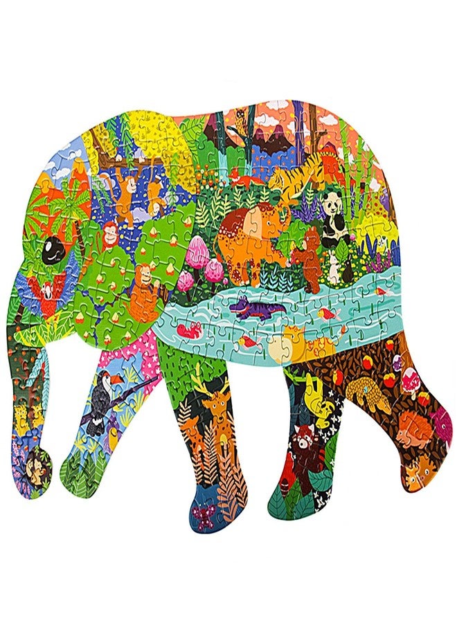 TPQKA Jigsaw Puzzles for Kids Ages 4-8, 8-10, 10 and Adults 200 Pieces Puzzles Elephant Animal Shaped for Boys and Girls Home Decor Birthday Gift Party Favors - Image 1