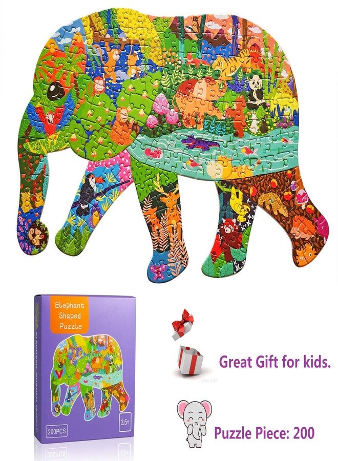 TPQKA Jigsaw Puzzles for Kids Ages 4-8, 8-10, 10 and Adults 200 Pieces Puzzles Elephant Animal Shaped for Boys and Girls Home Decor Birthday Gift Party Favors - Image 2