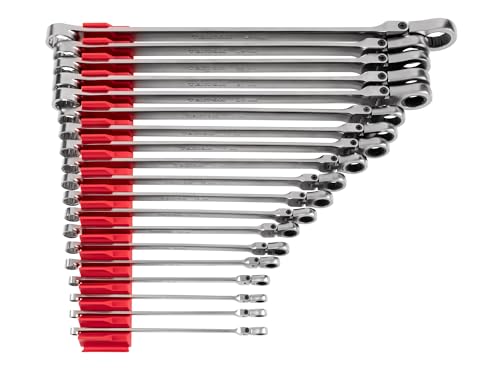 TEKTON Long FixedFlex Head 12Point Ratcheting Box End Wrench Set with Modular Organizers 19Piece 624 mm WRB95304 - Image 1