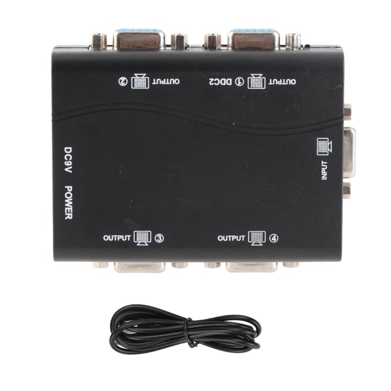 1 In 4 Out VGA Splitter 1080P Gold Plated HD Video Splitter - 4 Port Monitor Screen Distributer with ABS Shell for Long Distance Transmission - Image 1