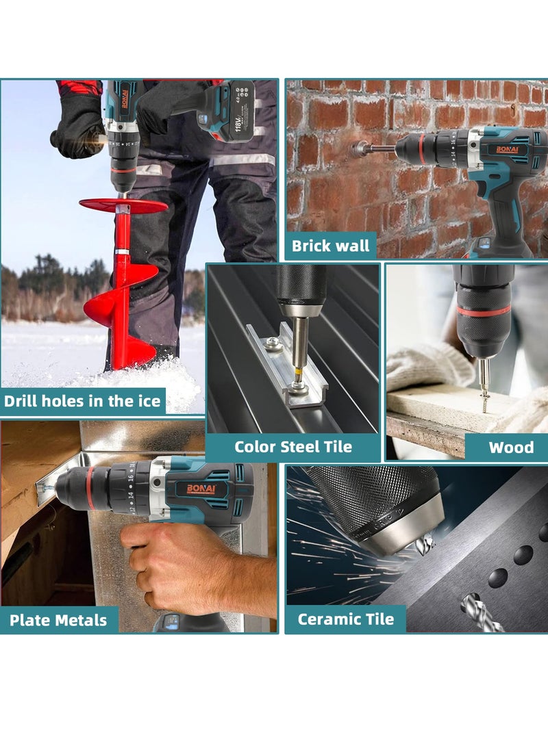 BONAI - Bonai 118VF Lithium Electric Drill - Powerful 80-150Nm, 1/2" Chuck, 25 Attachments, LED Light, Variable Speed - Image 1