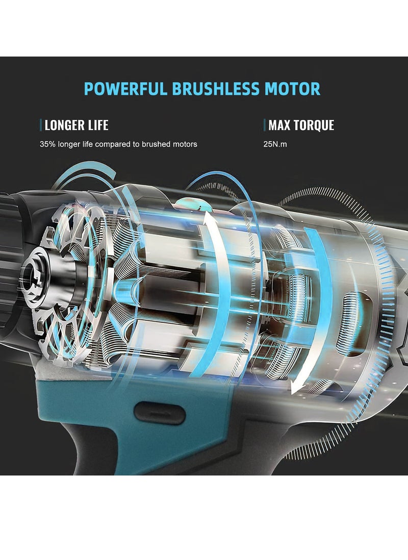 BONAI - Bonai 118VF Lithium Electric Drill - Powerful 80-150Nm, 1/2" Chuck, 25 Attachments, LED Light, Variable Speed - Image 1