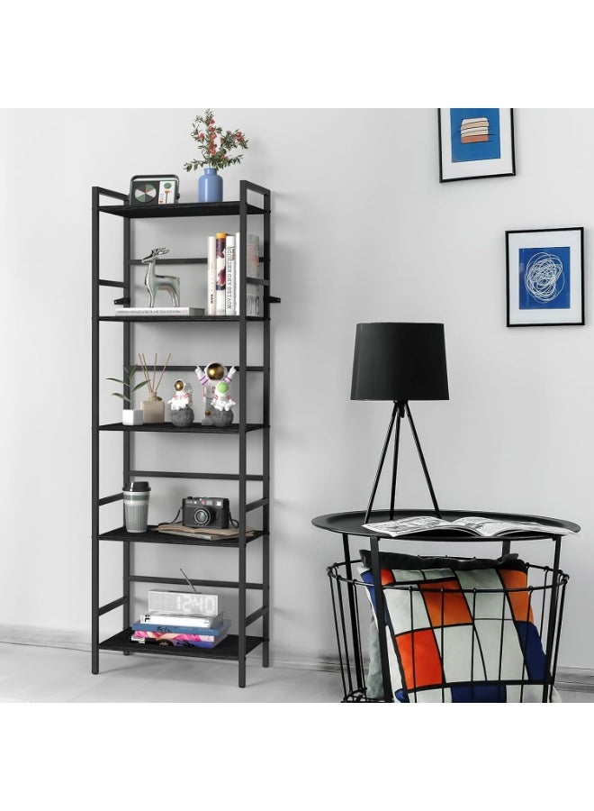 Wonder Store 52.76" Tall 5-Tier Bookshelf, Industrial Freestanding Bookcase with Metal Frame, Large Storage Organizer for Living Room, Bedroom, Kitchen & Small Spaces – Modern Black - Image 5