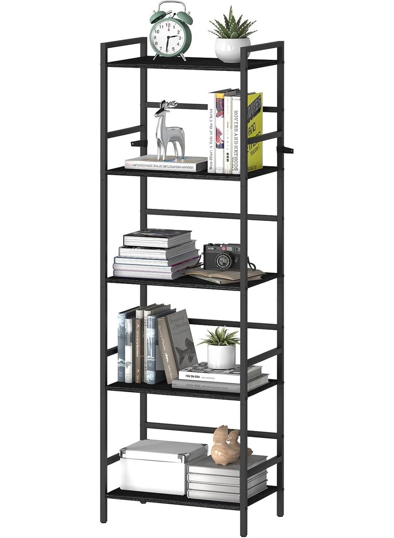 Wonder Store 52.76" Tall 5-Tier Bookshelf, Industrial Freestanding Bookcase with Metal Frame, Large Storage Organizer for Living Room, Bedroom, Kitchen & Small Spaces – Modern Black - Image 1