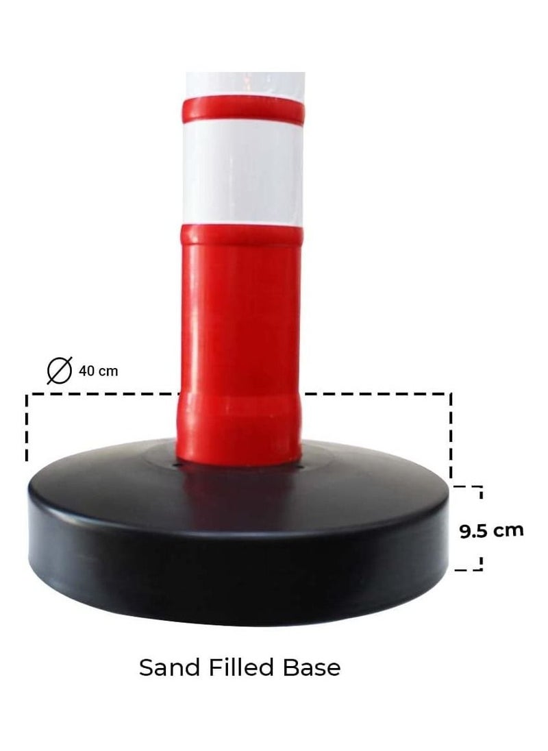 BERRY - Outdoor Warning Post 110x1200MM | Freestanding Plastic Reflective Channelizer Post with Sand-Filled Weighted Base | Multipurpose Red Traffic Delineator with Attachable Sign Board Socket - Image 1
