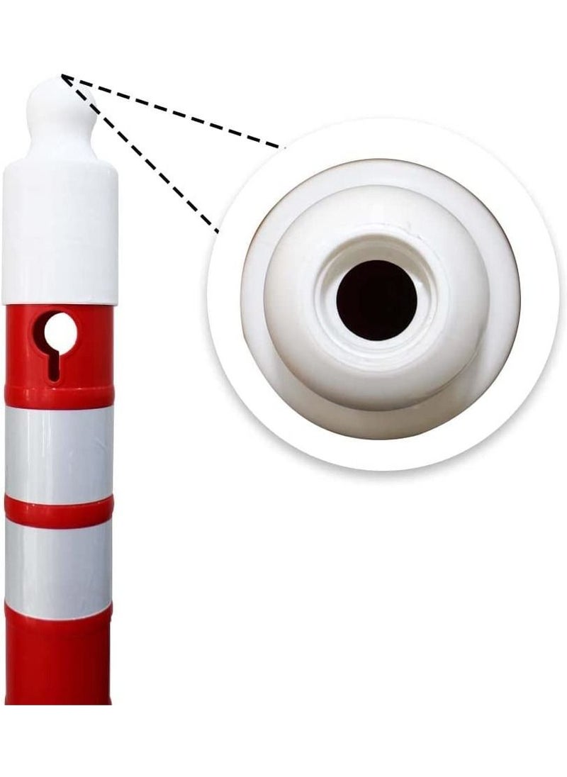 BERRY - Outdoor Warning Post 110x1200MM | Freestanding Plastic Reflective Channelizer Post with Sand-Filled Weighted Base | Multipurpose Red Traffic Delineator with Attachable Sign Board Socket - Image 1