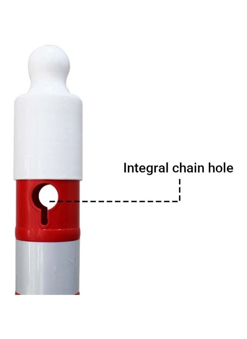 BERRY - Outdoor Warning Post 110x1200MM | Freestanding Plastic Reflective Channelizer Post with Sand-Filled Weighted Base | Multipurpose Red Traffic Delineator with Attachable Sign Board Socket - Image 1