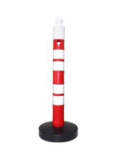 Outdoor Warning Post 110x1200MM | Freestanding Plastic Reflective Channelizer Post with Sand-Filled Weighted Base | Multipurpose Red Traffic Delineator with Attachable Sign Board Socket