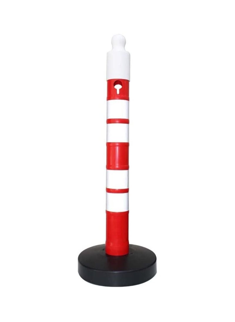 BERRY - Outdoor Warning Post 110x1200MM | Freestanding Plastic Reflective Channelizer Post with Sand-Filled Weighted Base | Multipurpose Red Traffic Delineator with Attachable Sign Board Socket - Image 1
