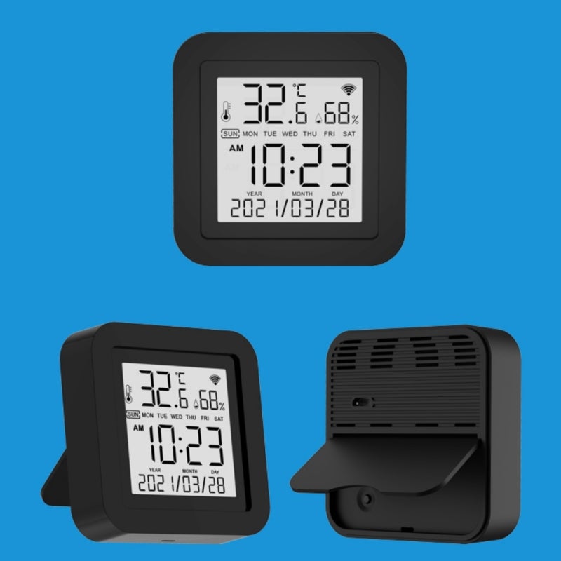 3 In 1 Infrared Remote Control: Black Tuya Wifi Intelligent Sensor - ±1℃ Temp ±5%RH Accuracy, ℃/℉ Conversion For Home Indoor Device Control & Env Monitoring - Image 2