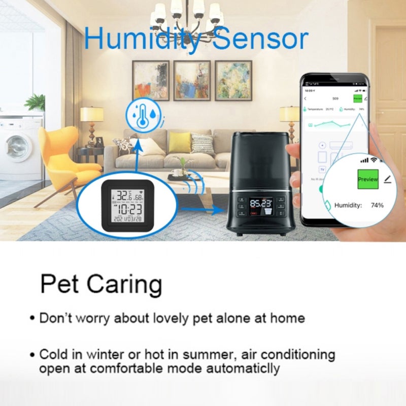 3 In 1 Infrared Remote Control: Black Tuya Wifi Intelligent Sensor - ±1℃ Temp ±5%RH Accuracy, ℃/℉ Conversion For Home Indoor Device Control & Env Monitoring - Image 5