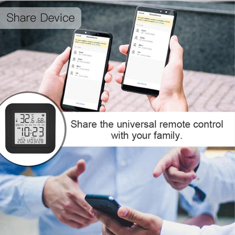3 In 1 Infrared Remote Control: Black Tuya Wifi Intelligent Sensor - ±1℃ Temp ±5%RH Accuracy, ℃/℉ Conversion For Home Indoor Device Control & Env Monitoring - Image 3