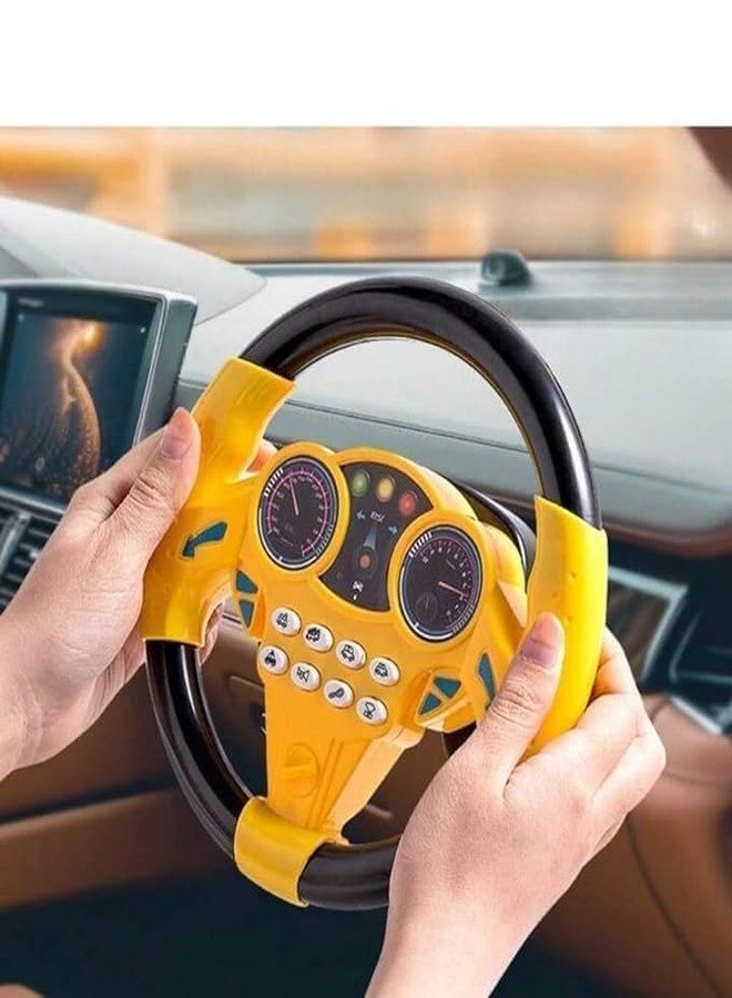 SHREETA Children’s Electronic Steering Wheel Toy with Light-Up Dashboard, Car Sounds & Music - Fun Driving Simulation for Toddlers & Kids - Play & Learn Car Toy - Yellow & Black Color (Yellow) - Image 3