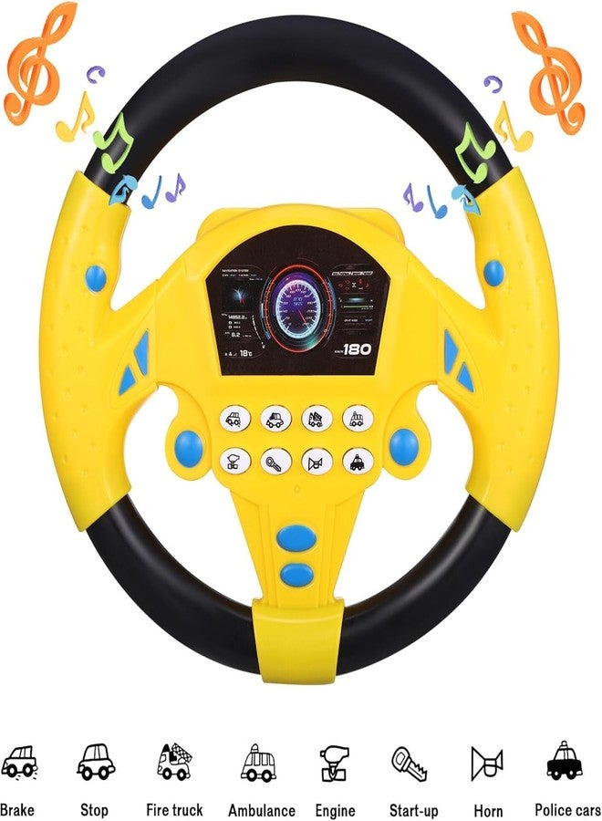 SHREETA Children’s Electronic Steering Wheel Toy with Light-Up Dashboard, Car Sounds & Music - Fun Driving Simulation for Toddlers & Kids - Play & Learn Car Toy - Yellow & Black Color (Yellow) - Image 5