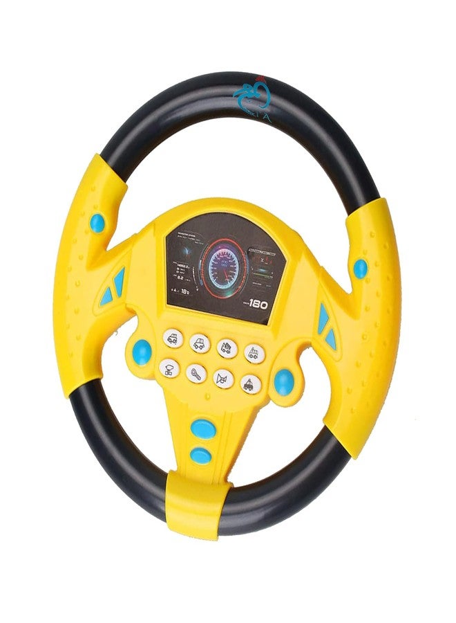 SHREETA Children’s Electronic Steering Wheel Toy with Light-Up Dashboard, Car Sounds & Music - Fun Driving Simulation for Toddlers & Kids - Play & Learn Car Toy - Yellow & Black Color (Yellow) - Image 1
