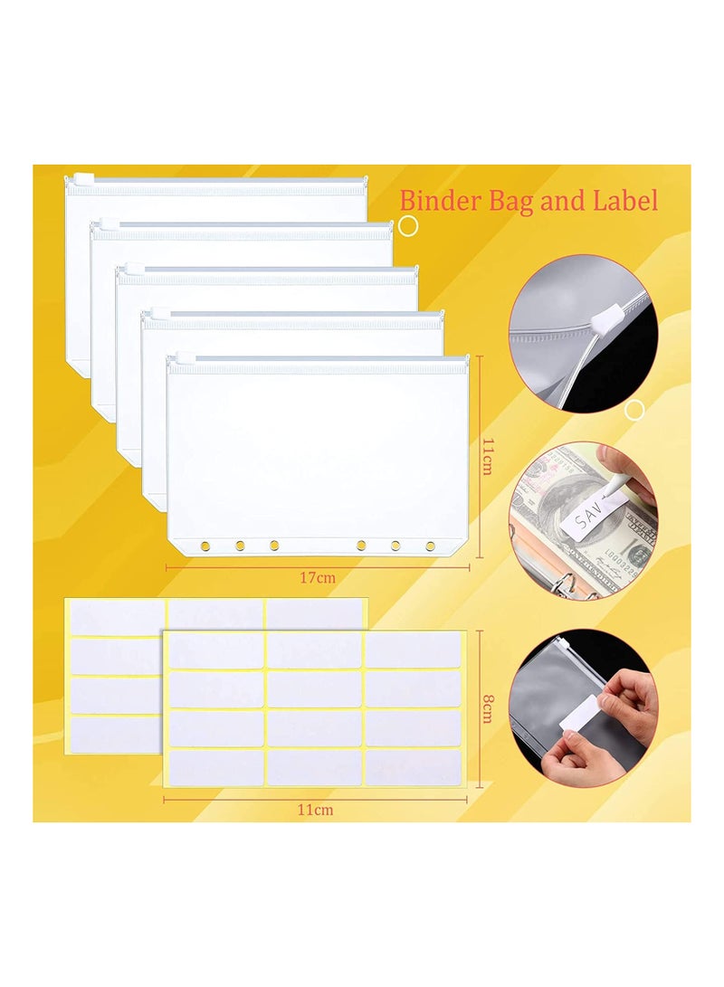 Zikra A6 PVC Budget Binder with 45 pages of blank inner core,  1 Round Ring Notebook Binder Cover with 1 Pcs Loose Leaf Zipper Binder Pockets for Bank Card, Cash, Money Saving Binder Daisy Pendant - Image 3