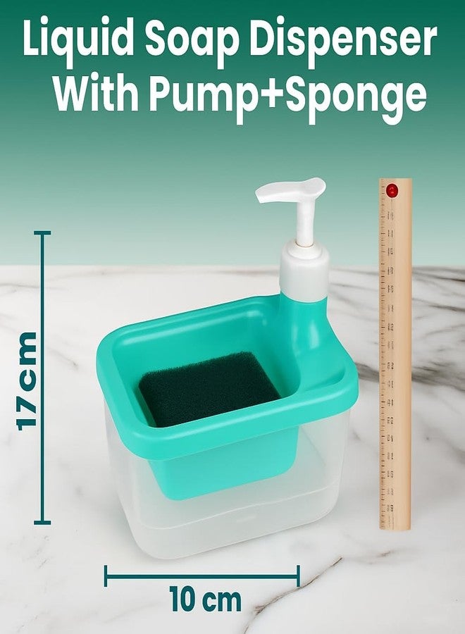 DOOMSDAY 2-in-1 Soap Dispenser with Sponge Holder | Press Type Liquid Dish Wash Pump | Large Capacity 1000ml | Kitchen Sink Organizer | Leakproof, Refillable & Easy Clean - Image 2