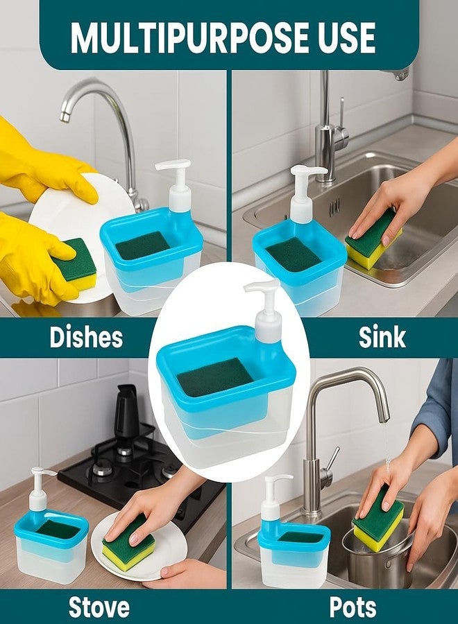 DOOMSDAY 2-in-1 Soap Dispenser with Sponge Holder | Press Type Liquid Dish Wash Pump | Large Capacity 1000ml | Kitchen Sink Organizer | Leakproof, Refillable & Easy Clean - Image 5