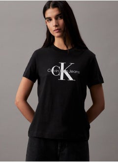 Calvin Klein Jeans Women's Monogram T-Shirt - Cotton, Black  - Image 1
