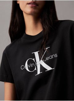 Calvin Klein Jeans Women's Monogram T-Shirt - Cotton, Black  - Image 5
