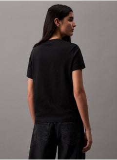 Calvin Klein Jeans Women's Monogram T-Shirt - Cotton, Black  - Image 3