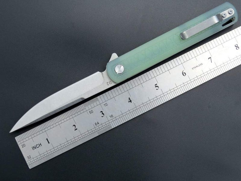 Eafengrow EF16 Folding Knife Flipper Ball Bearing Point D2 Blade G10 Handle with Pocket Clip Everday Carry Pocket Knife Liner Lock Camping Tactical Outdoor Multitool (Jade) - Image 2