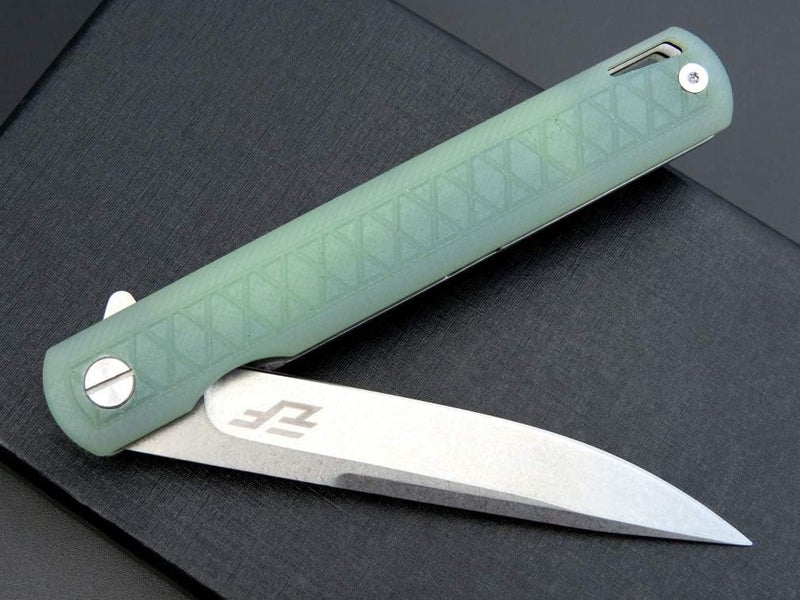 Eafengrow EF16 Folding Knife Flipper Ball Bearing Point D2 Blade G10 Handle with Pocket Clip Everday Carry Pocket Knife Liner Lock Camping Tactical Outdoor Multitool (Jade) - Image 5