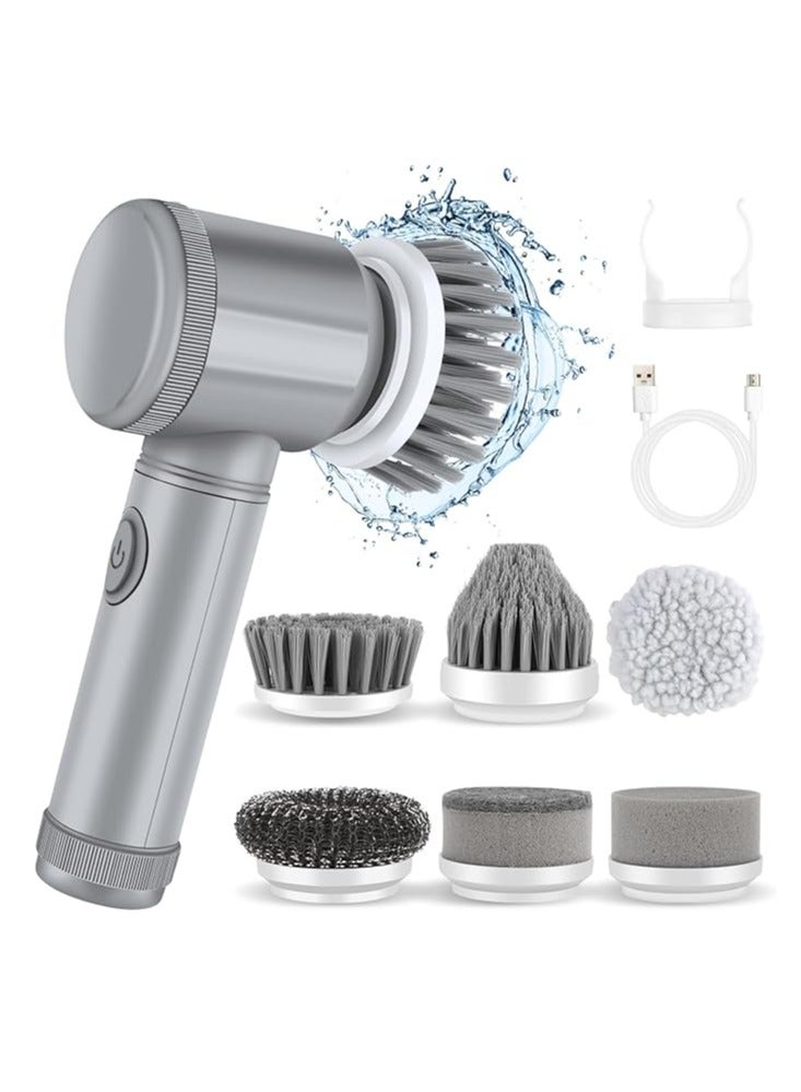 general Electric Rotary Scrubber, Electric Cleaning Brush Cordless electric scrubber with 6 replaceable brush heads Handheld electric shower scrubber for bathtubs, floors, walls, tiles, toilets, windows, sinks - Image 1