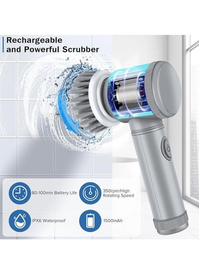 general Electric Rotary Scrubber, Electric Cleaning Brush Cordless electric scrubber with 6 replaceable brush heads Handheld electric shower scrubber for bathtubs, floors, walls, tiles, toilets, windows, sinks - Image 2