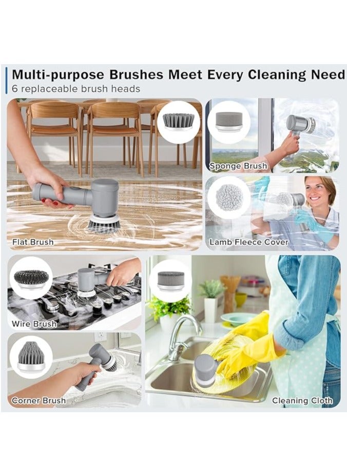 general Electric Rotary Scrubber, Electric Cleaning Brush Cordless electric scrubber with 6 replaceable brush heads Handheld electric shower scrubber for bathtubs, floors, walls, tiles, toilets, windows, sinks - Image 3