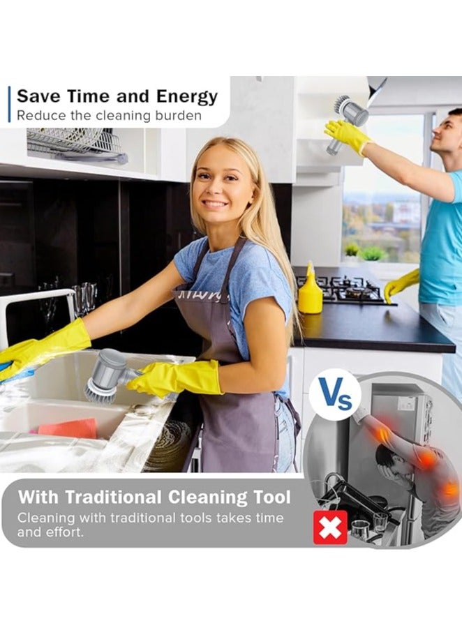 general Electric Rotary Scrubber, Electric Cleaning Brush Cordless electric scrubber with 6 replaceable brush heads Handheld electric shower scrubber for bathtubs, floors, walls, tiles, toilets, windows, sinks - Image 4