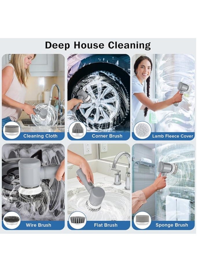 general Electric Rotary Scrubber, Electric Cleaning Brush Cordless electric scrubber with 6 replaceable brush heads Handheld electric shower scrubber for bathtubs, floors, walls, tiles, toilets, windows, sinks - Image 5