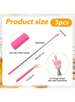 Generic Telescopic Teachers Pointer, 3pcs Extendable Pointing Stick Retractable Pointer Whiteboard Pointer Hand Pointer Stick for Teacher Classroom Aids (Pink, Blue, Green)  - Image 2