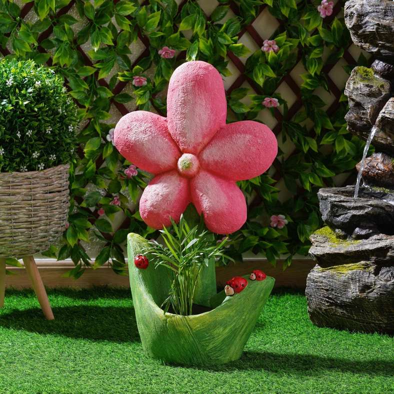 Pan Home وعاء زهور وردي من المغنيسيا للحديقة