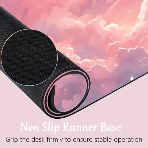 WFCYGL Pink Cloud Large Mouse Pad for Desk Cloud Keyboard Wrist Rest 4PCS Extended Cloud Desk Mat Pad Set Memory Foam Non-Slip Ergonomic Cute Gaming Mouse Pad Wrist Support for Computer Laptop Home Office - Image 5