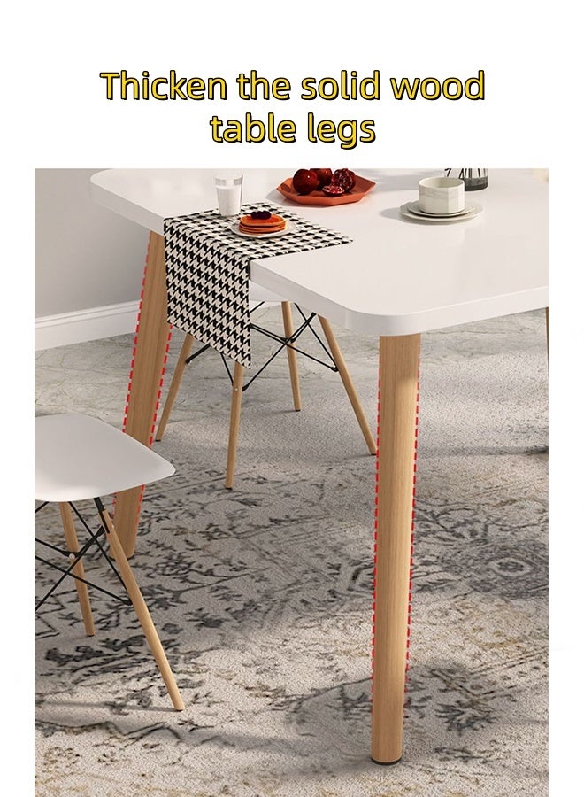 JCB CHIC Dining Table with Wooden Legs，4 Seater Big Table for Gathering,120×60×73CM Kitchen Table Stain Resistant and Durable Top for Small Space & Family Gatherings - Image 3