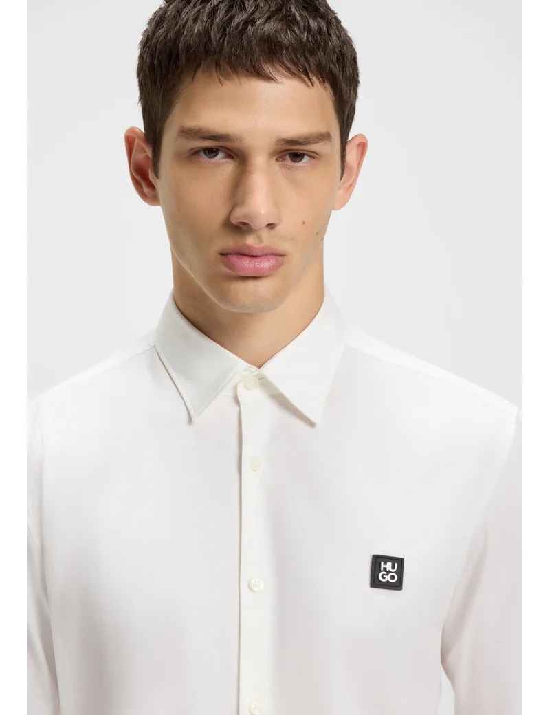 HUGO  Slim-fit shirt in stretch-cotton canvas for Men | Best Price UAE