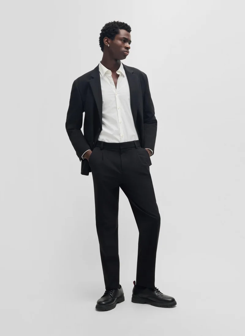 HUGO Slim-fit shirt in stretch cotton with stacked logo