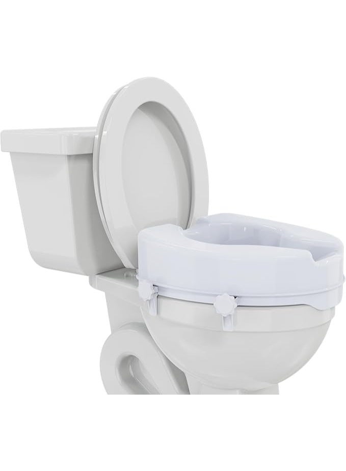Toilet Seat Raiser with Extra Wide Opening, 4 Inch Elevated Toilet Seat with Safe Lock System, 180 kg Capacity, Commode Riser for Seniors & Adults - Image 1