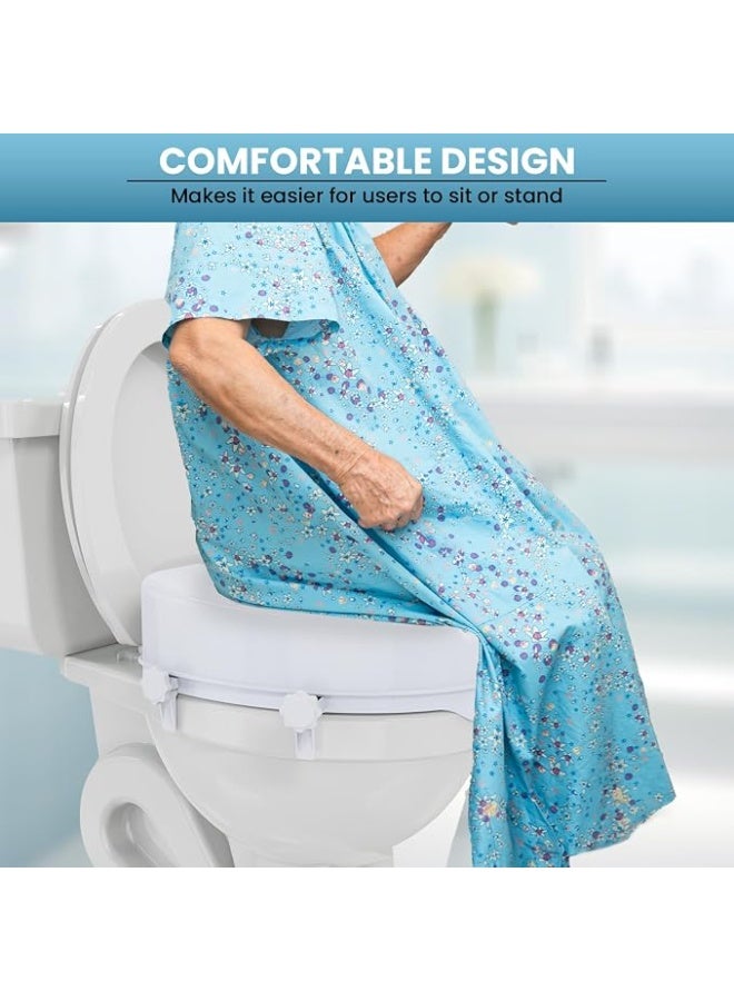 Toilet Seat Raiser with Extra Wide Opening, 4 Inch Elevated Toilet Seat with Safe Lock System, 180 kg Capacity, Commode Riser for Seniors & Adults - Image 4