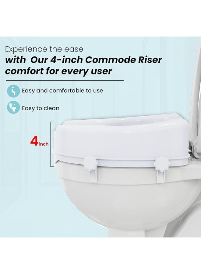 Toilet Seat Raiser with Extra Wide Opening, 4 Inch Elevated Toilet Seat with Safe Lock System, 180 kg Capacity, Commode Riser for Seniors & Adults - Image 5