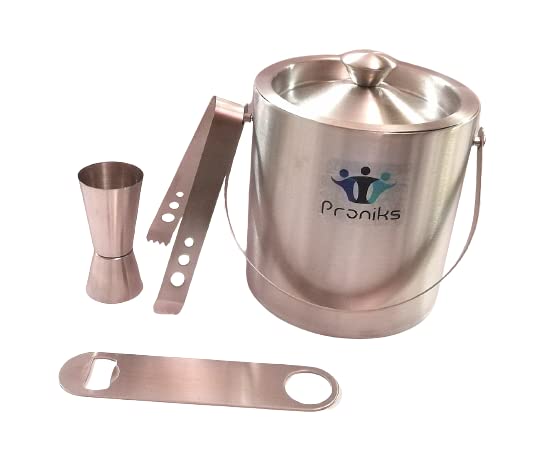 Proniks Stainless Steel Insulated Ice Bucket with Opener and Ice Tong and peg Measure [1.5Liter] | Keeps Ice Cold for 6 h | Great bar Tools for Home bar Accessories, Mini bar, Wine (Large) - Image 2