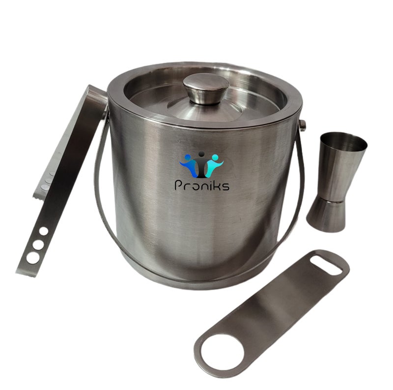 Proniks Stainless Steel Insulated Ice Bucket with Opener and Ice Tong and peg Measure [1.5Liter] | Keeps Ice Cold for 6 h | Great bar Tools for Home bar Accessories, Mini bar, Wine (Large) - Image 5