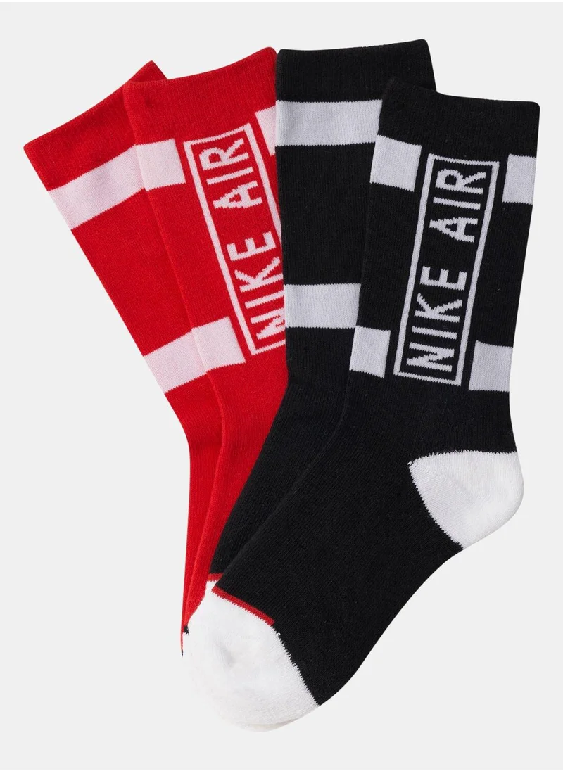 نايكي Kids' Cushioned Crew Socks 2 Pack (Younger Kids)