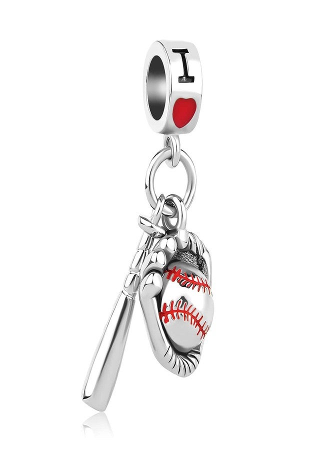 MiiFort Baseball Ball Bat Charm fits Pandora Charms Bracelets I Love Baseball Glove Gear Equipment Game Team Sport - Image 2