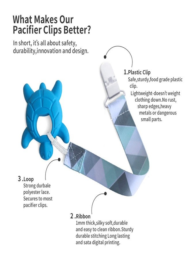 PandaEar Baby Pacifier Clips Solid Color, 4 Pack Universal Holder Leash for Boys and Girls, Teething Toys Teethers (Neutral) - Image 2