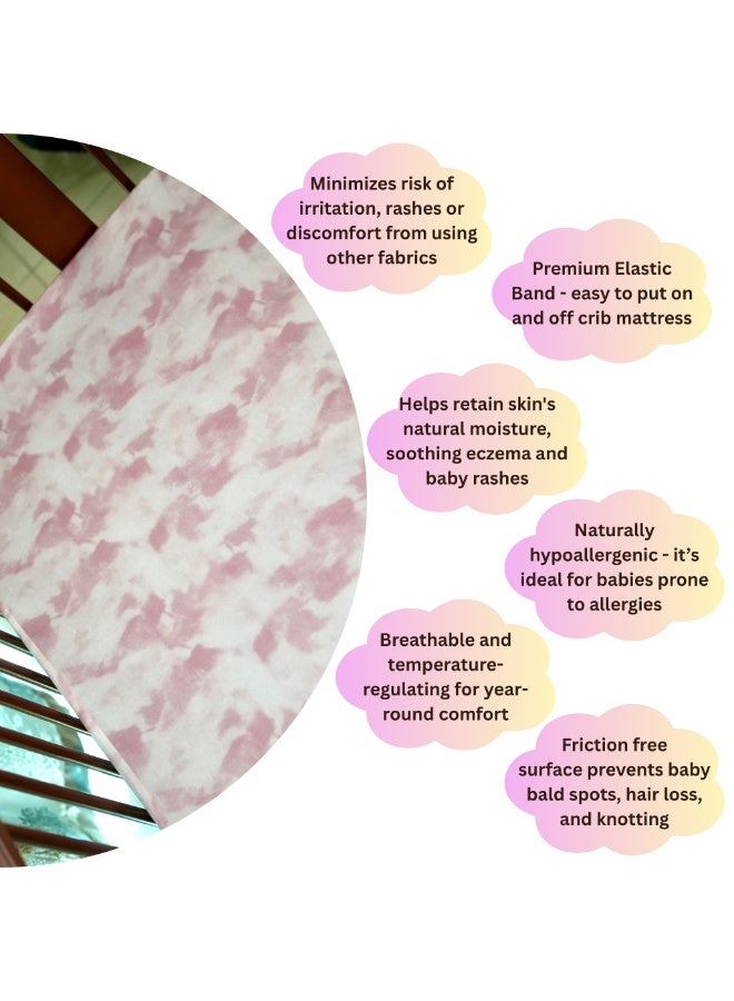 Silk Me 100% Pure Mulberry Silk Fitted Crib Sheet for Baby 22 Momme - Bald Spots, Hair Loss & Knotting Prevention - Crib/Cot/Craddle/Bassinet Mattress (60x120cm) Sheet for Boys & Girls - Pink Design - Image 3